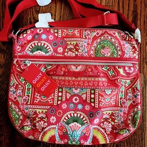 Brand NWT Oilily Flat Shoulder Bag in Paisley Print Crossbody Shoulder Bag Purse